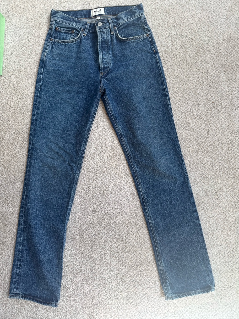 Agolde Lana Dark Blue High-Rise Straight Jeans